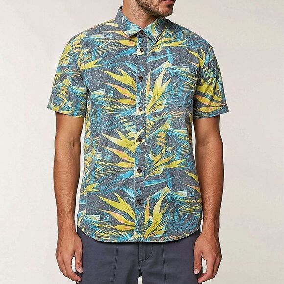 O’Neill Hawaiian Button Down Shirt Tropical Large Cotton Worn Once - Picture 1 of 10